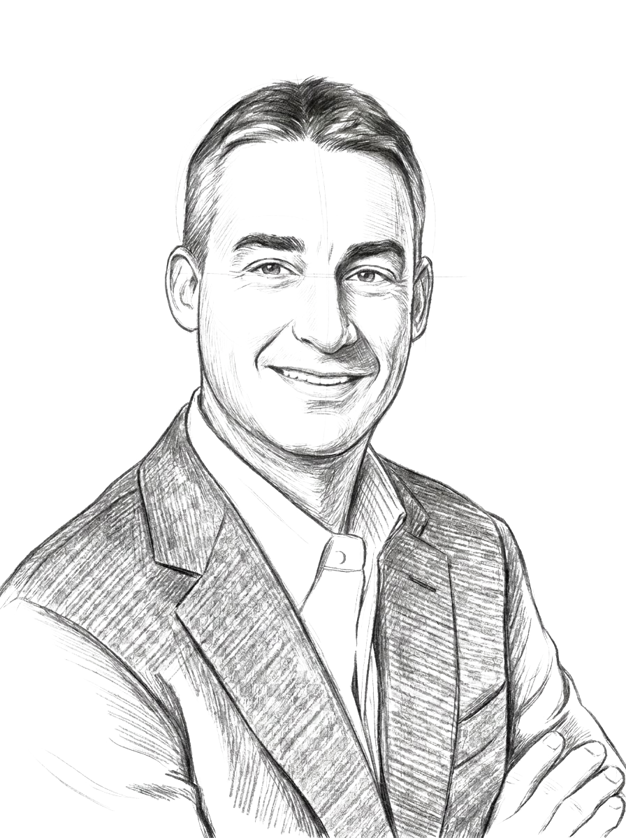 Sketch portrait of Josh Charlton